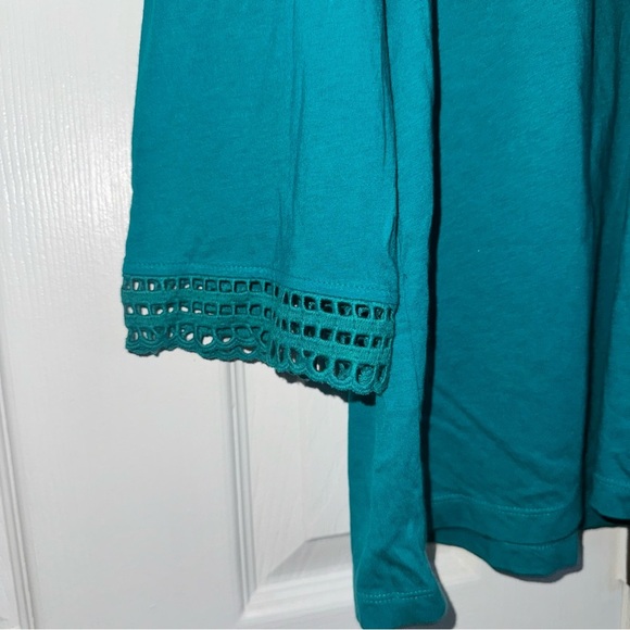 Jaclyn Smith NWT XXL Aqua Teal Green Crochet V-Neck Tunic Top Shirt Blouse Plus - Picture 5 of 13